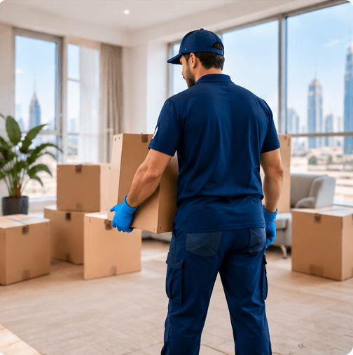 Move-in ready apartment cleaning with packed boxes